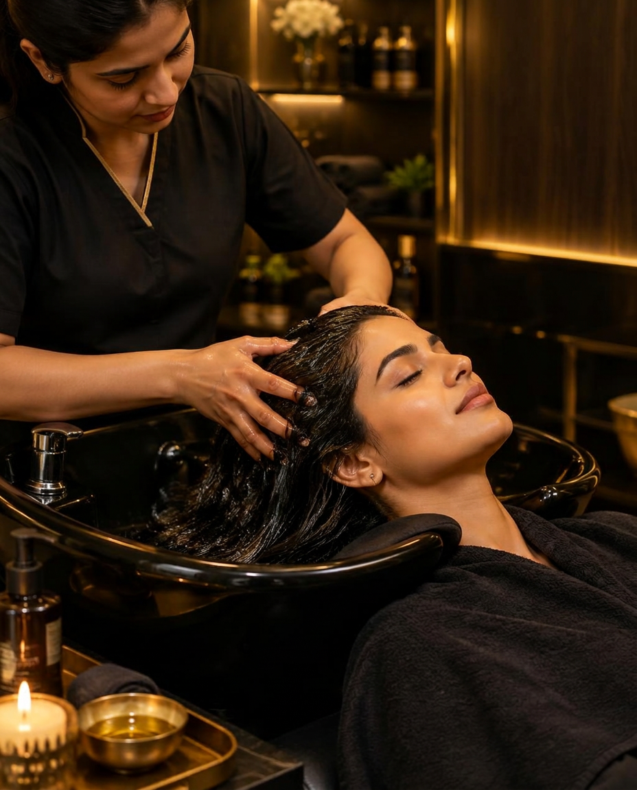 Relaxing hair spa and scalp treatment